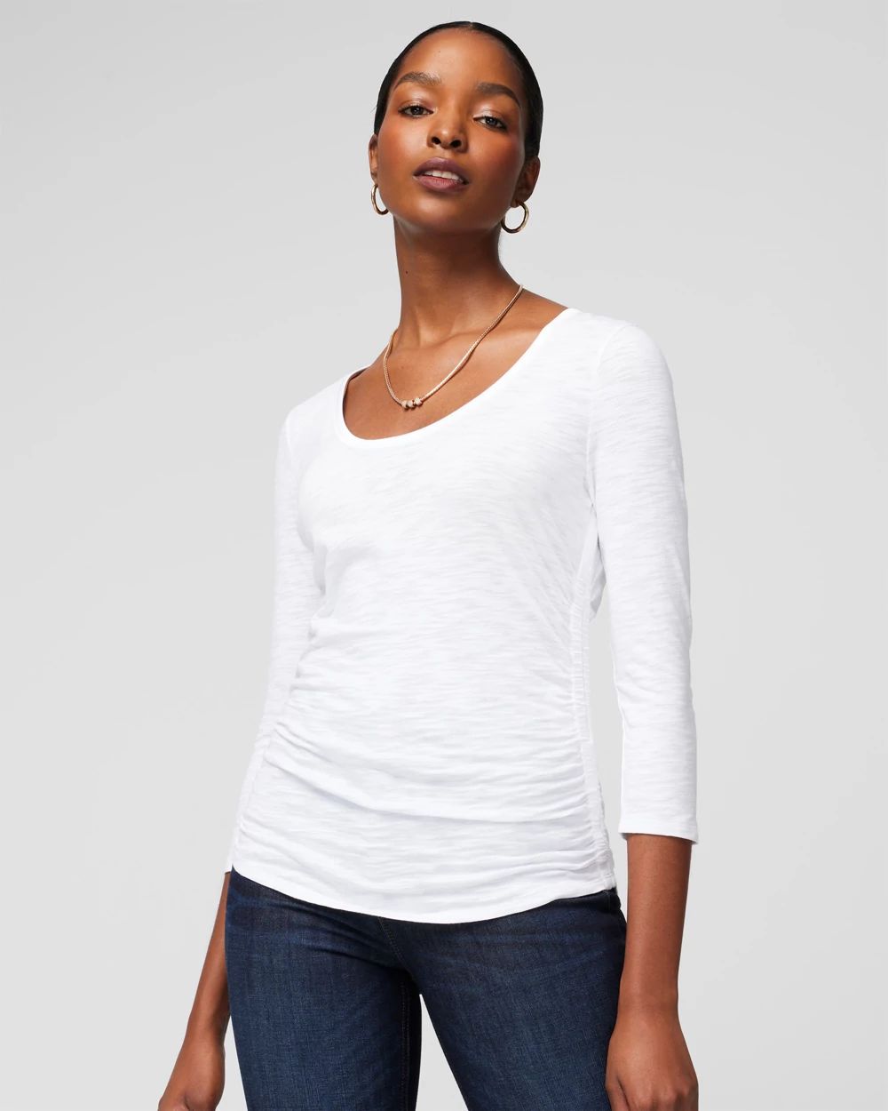 Shirred Scoop Neck Tee | White House Black Market